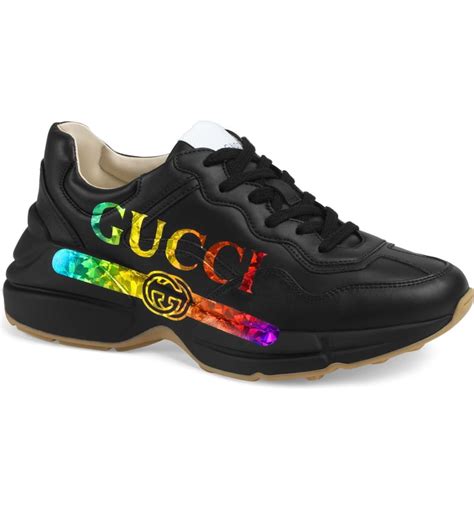 gucci very tall rainbow gold shoes|Gucci rhyton sneaker sale.